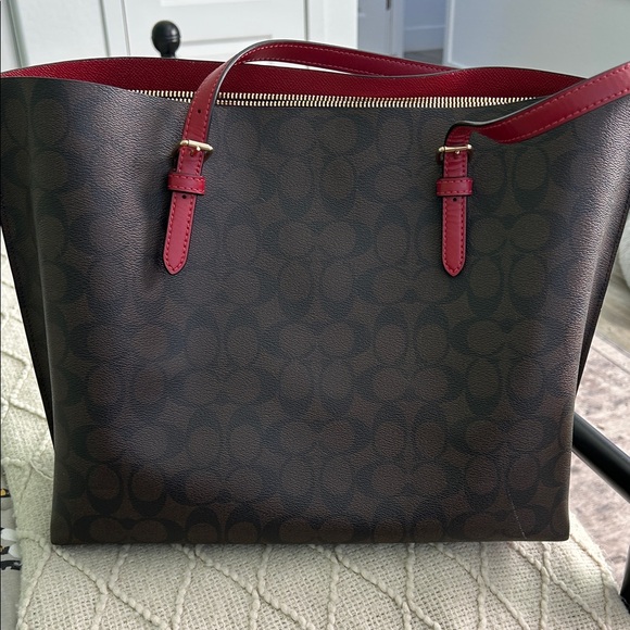 Coach Dark Brown and Red Tote Bag - Picture 4 of 4